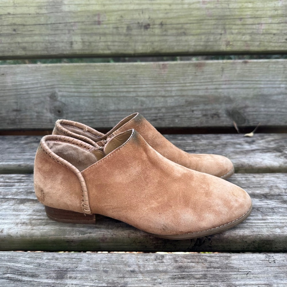 Jack Rogers Avery Suede Leather Brown Ankle Booties Western Style‎ Zip Up Sz 6.5
